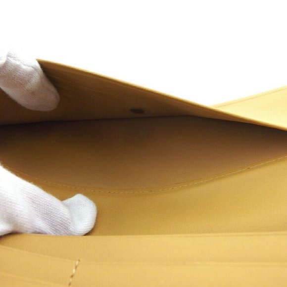 Auth Saint Laurent Long Wallet Logo Beige Leather - Picture 7 of 8